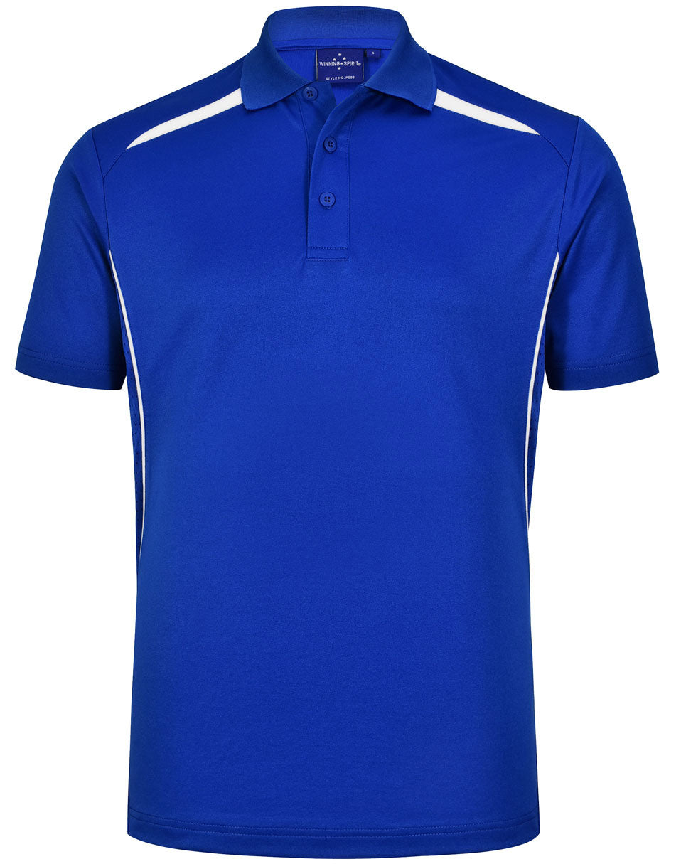 Winning Spirit Men's Sustainable Poly-Cotton Contrast Polo PS93 Casual Wear Winning Spirit Electric Blue/White XS 